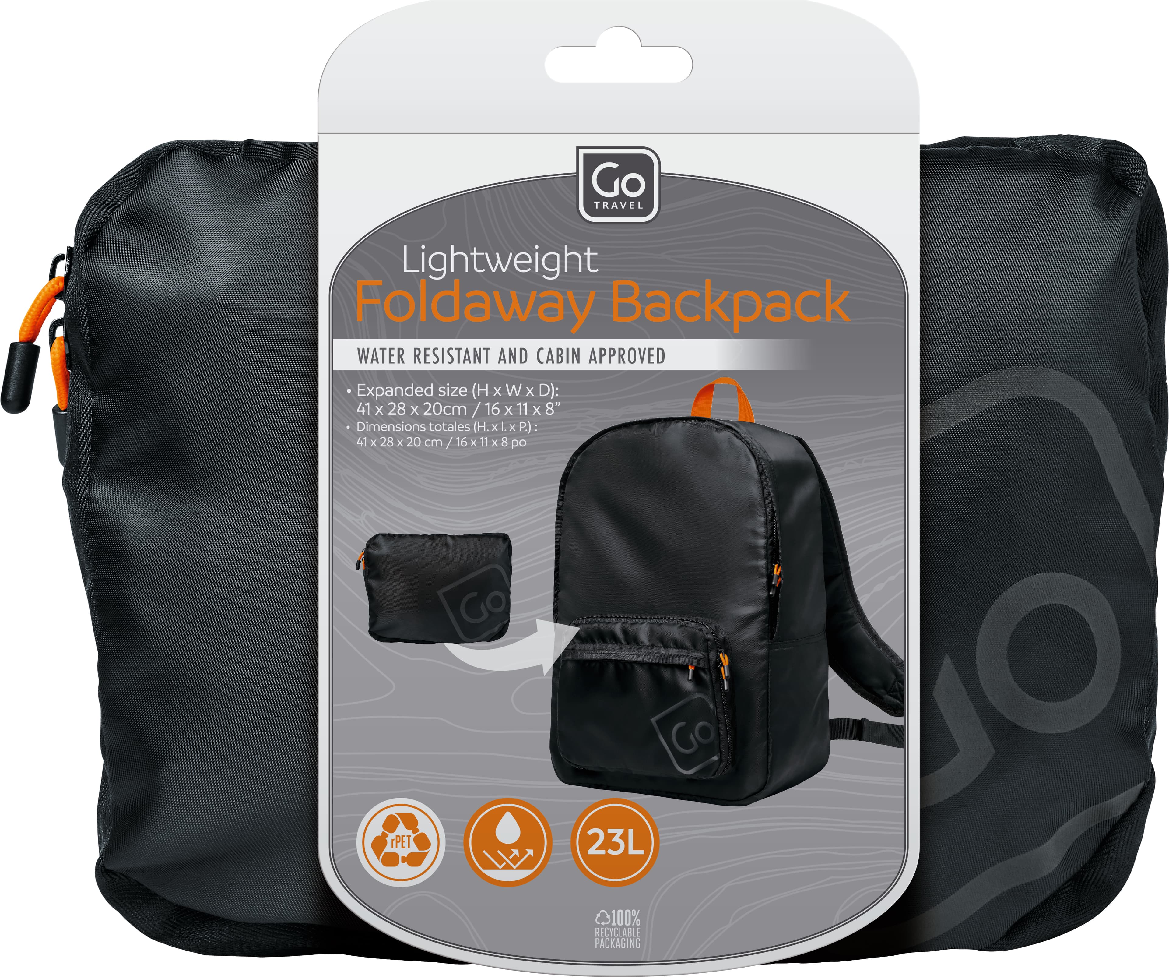 Lightweight Foldaway Backpack — Liquorice Black