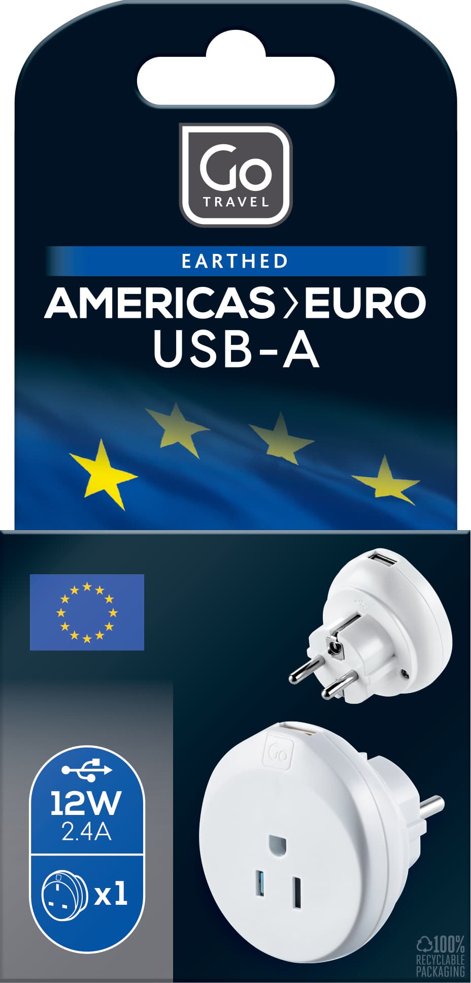 USA-EU USB-A Adaptor — Absolute White